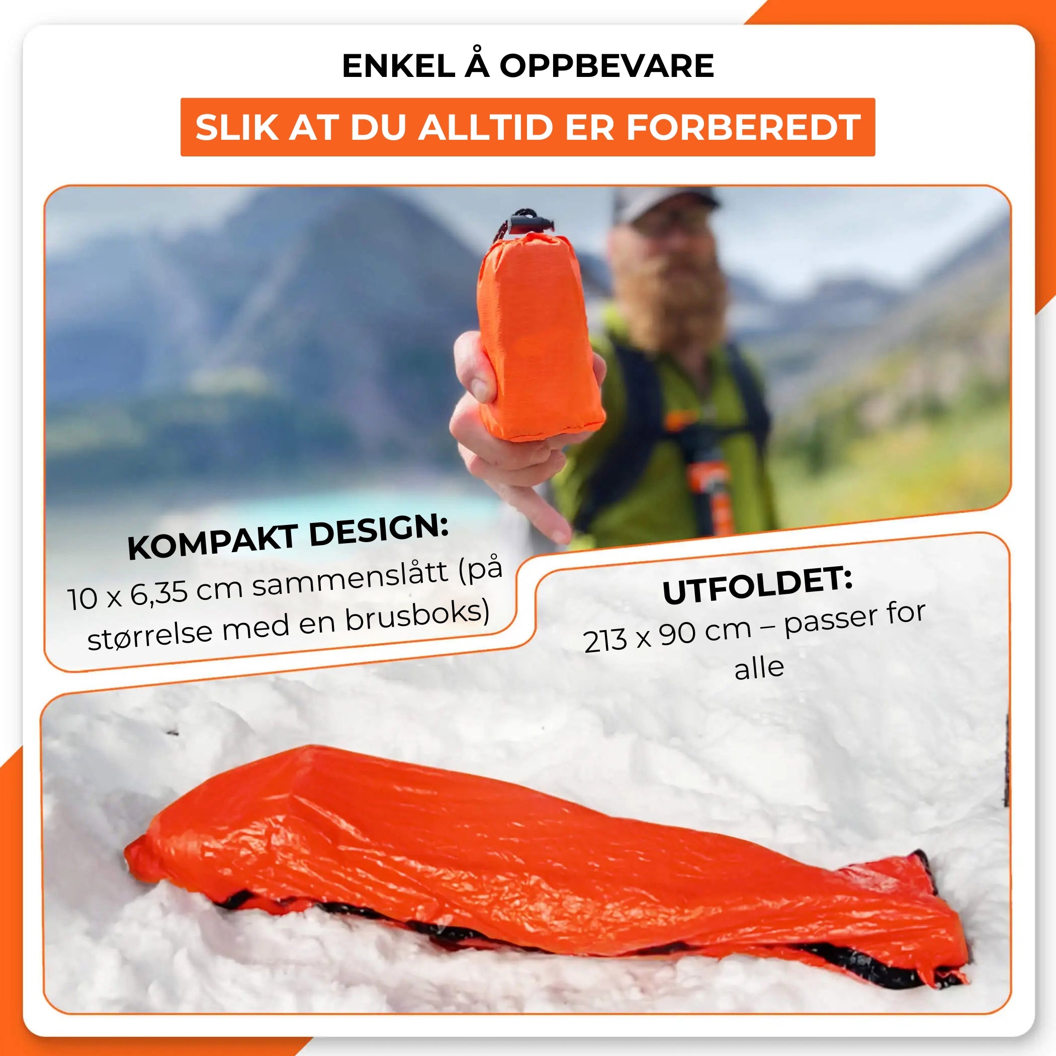 Kompakt nødsovepose